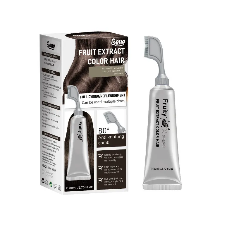 Plant Hair Dye Comb, One-Sweep Black Hair Color Cream, Fast Coloring Hair Dye Brush