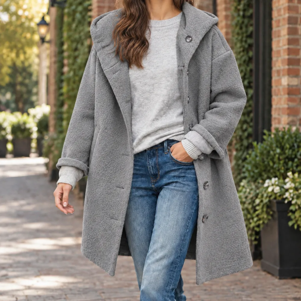 Single-Breasted Hooded Coat