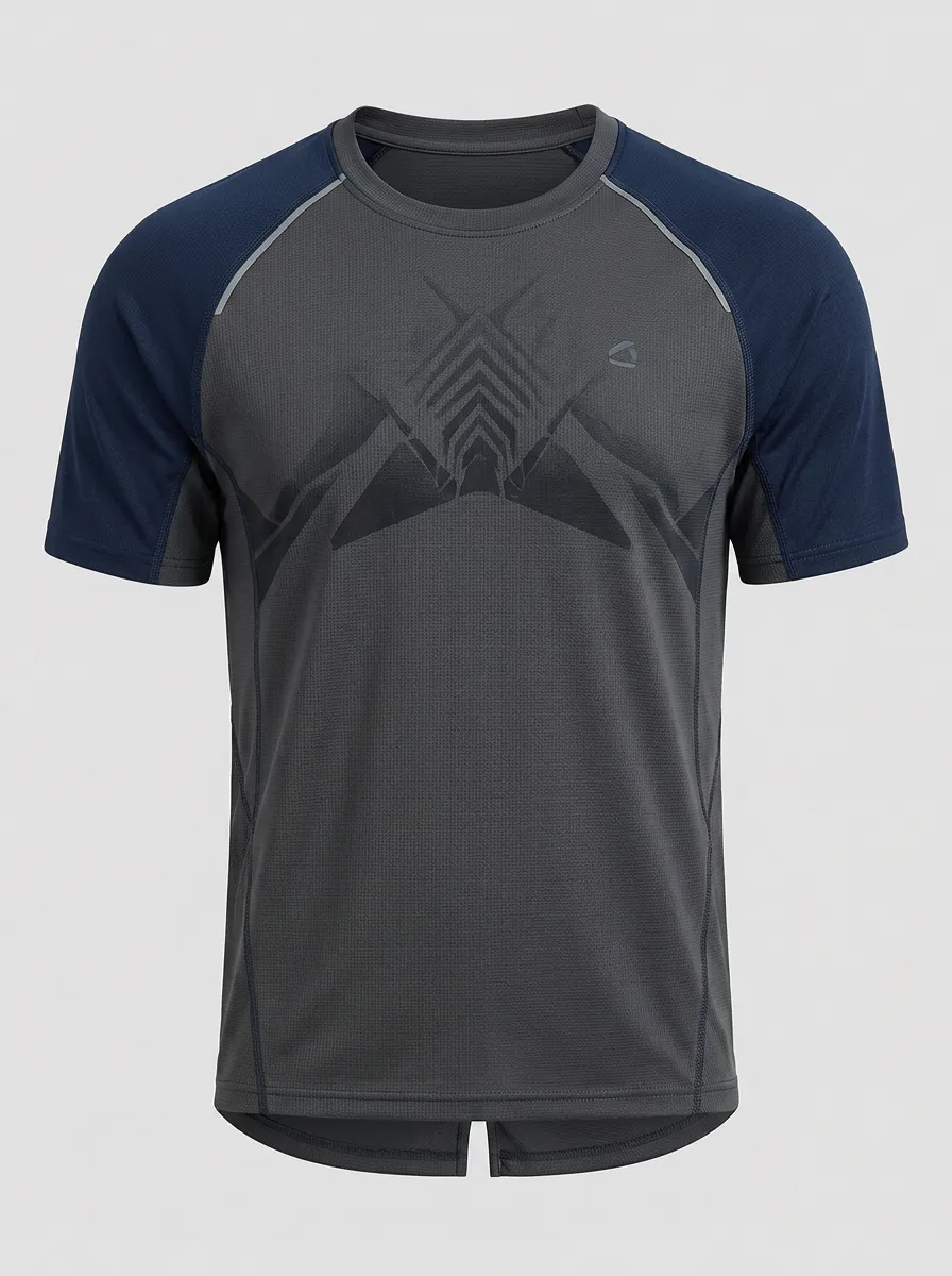 Men's Charcoal and Navy Raglan Graphic T-Shirt