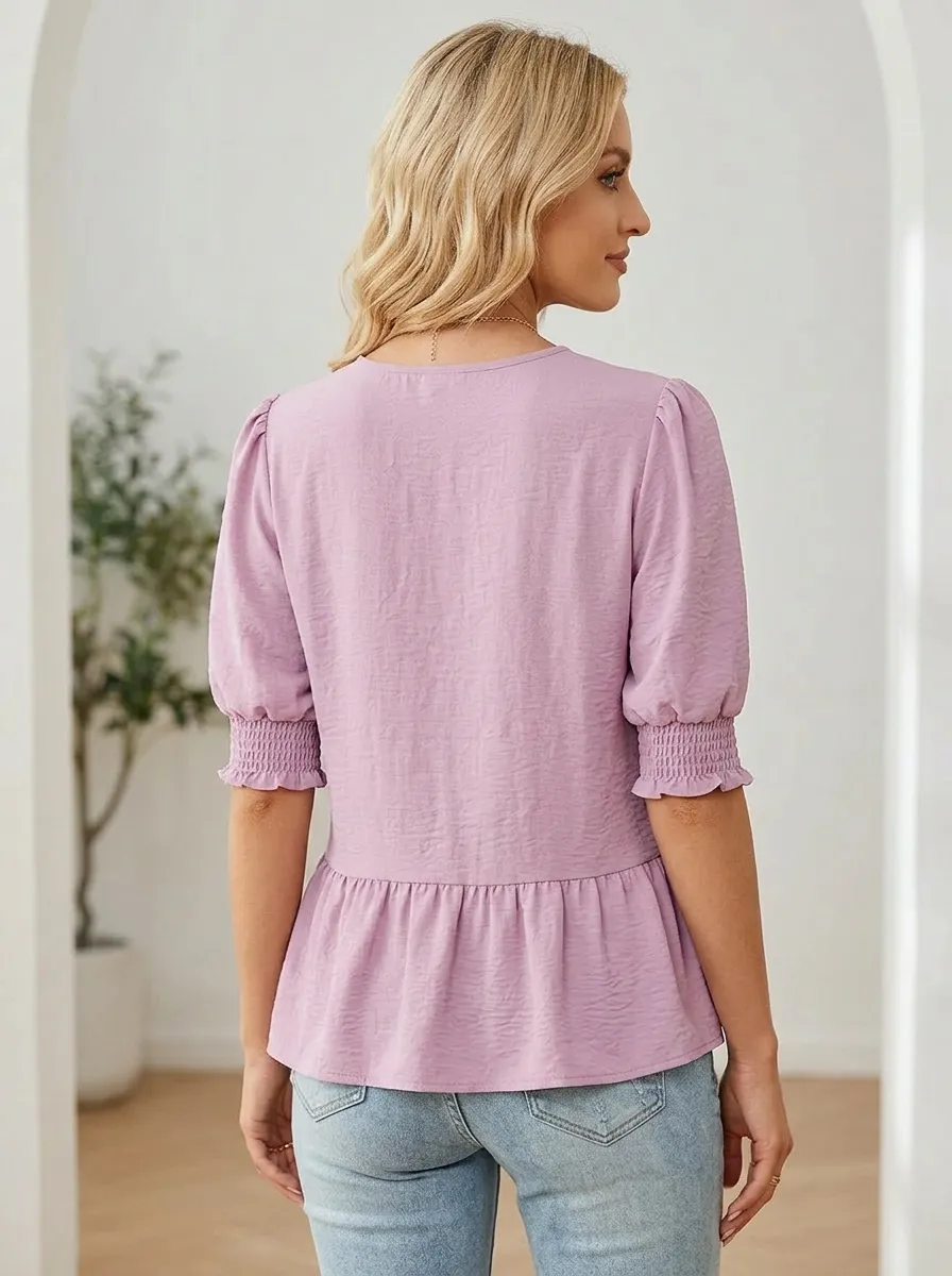 Puff Sleeve Peplum Blouse