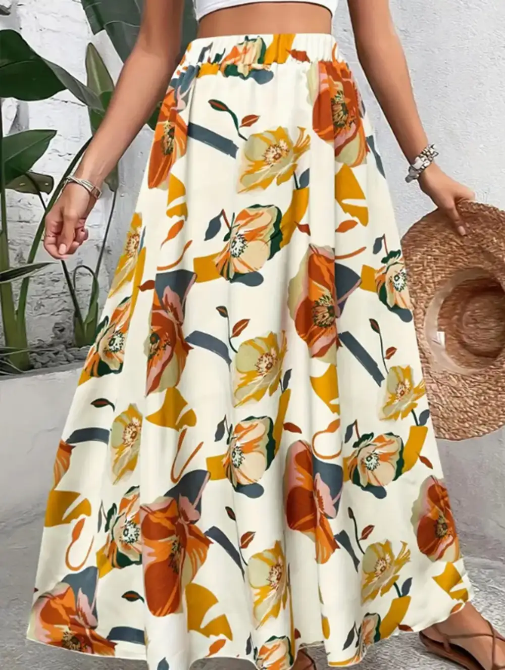 Elegant Printed Midi Skirt