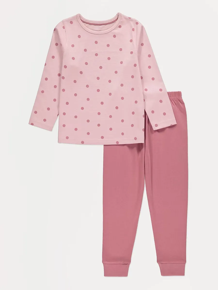 Pink Polka Dot Long Sleeve Pyjamas