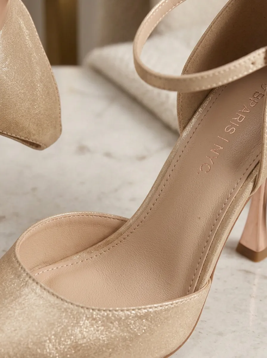 Pearl Buckle-Strap Pointed-Toe Ankle-Strap Women's Formal High Heels