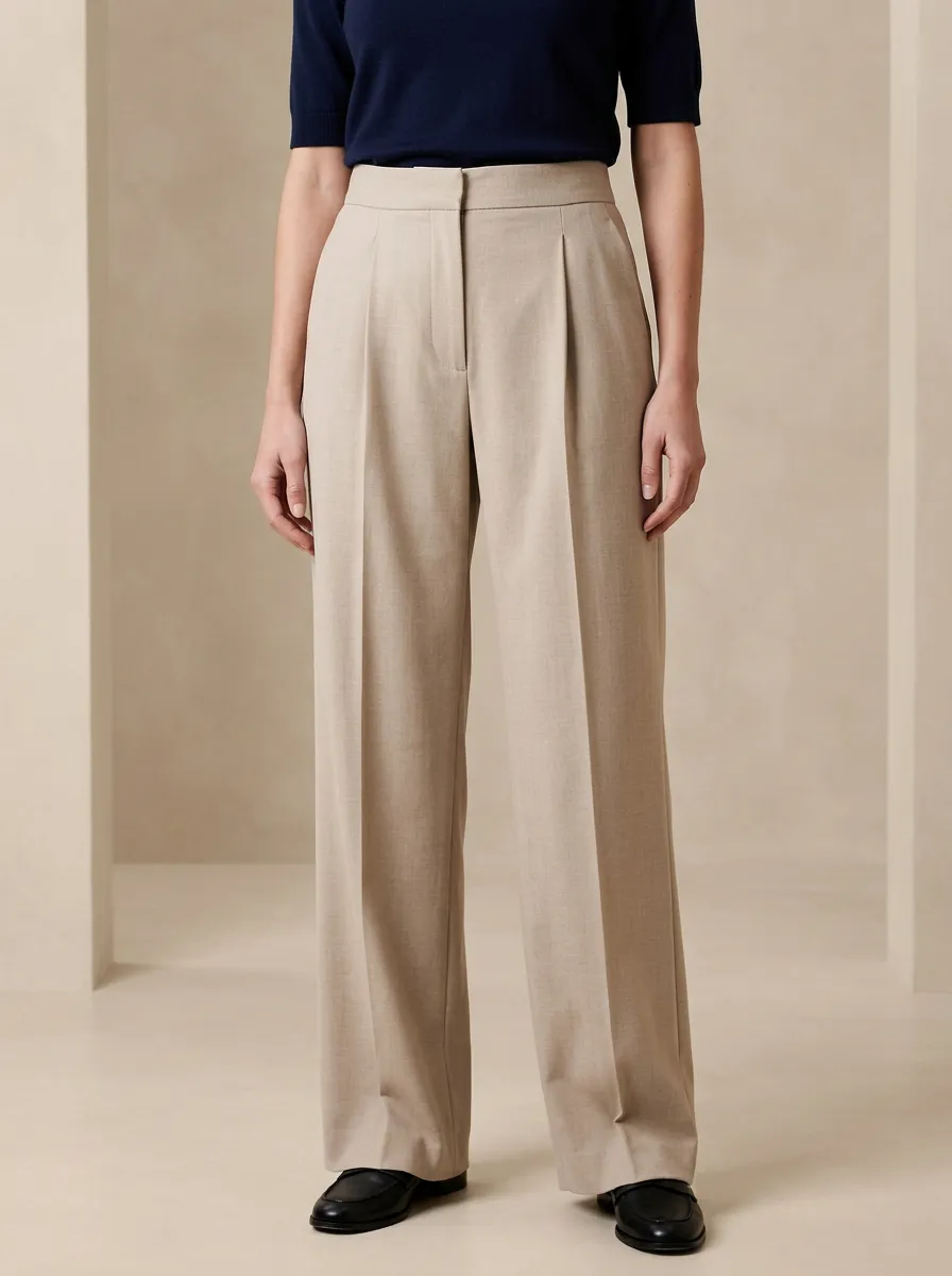 Everyday Daily Pleated High Rise Wide Leg Trousers