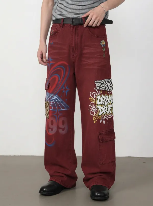 Men's Urban Drift Graffiti Cargo Jeans