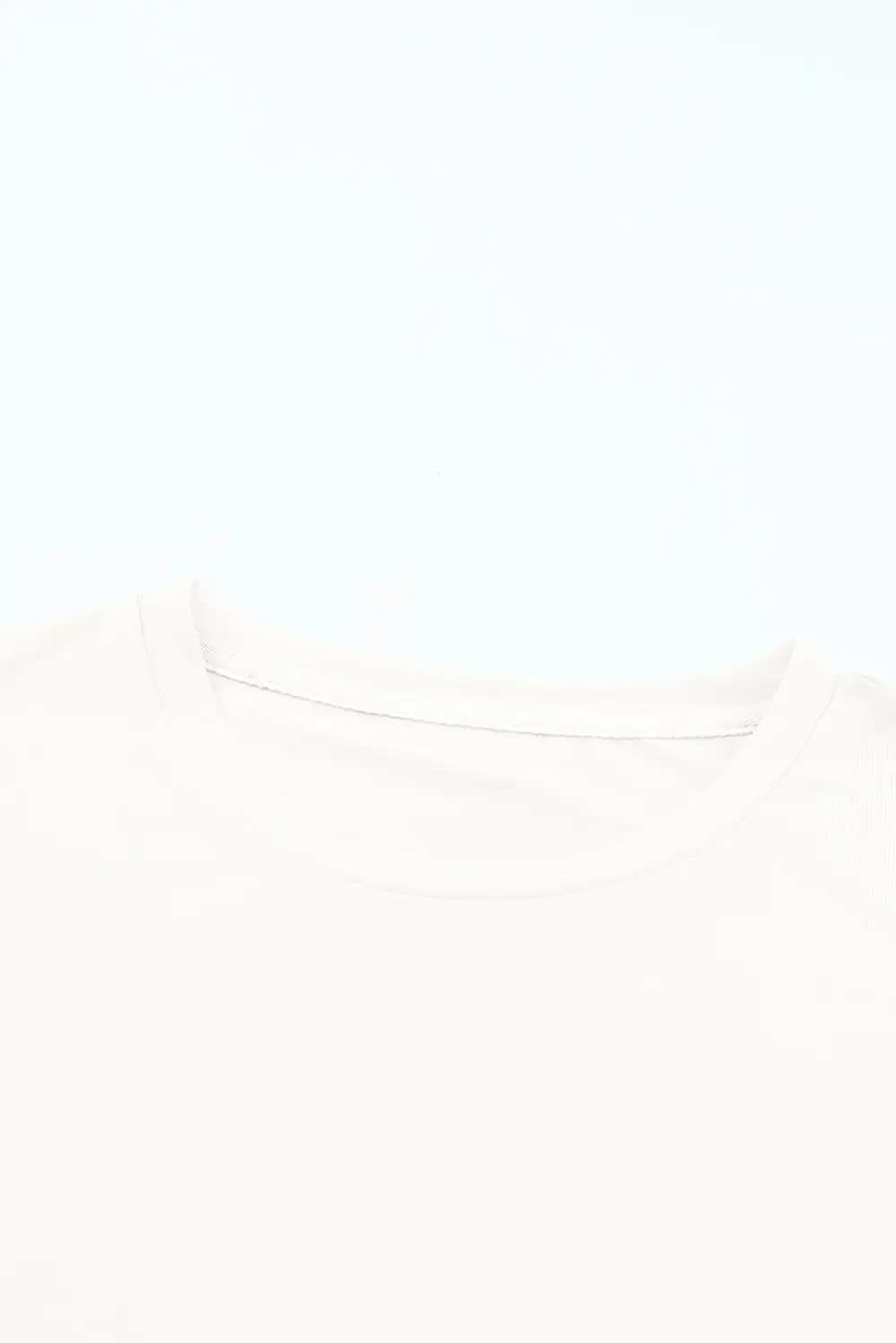 White Casual Plain Crew Neck