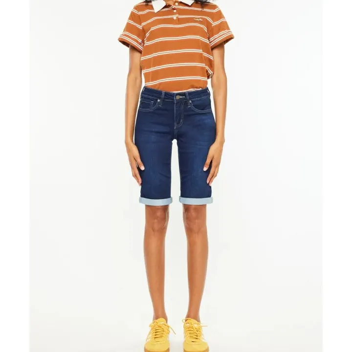 Mid Rise Bermuda Denim Shorts