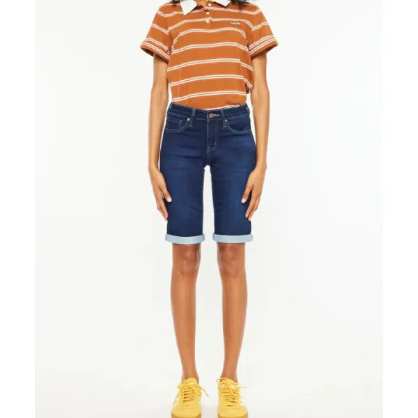 Mid Rise Bermuda Denim Shorts