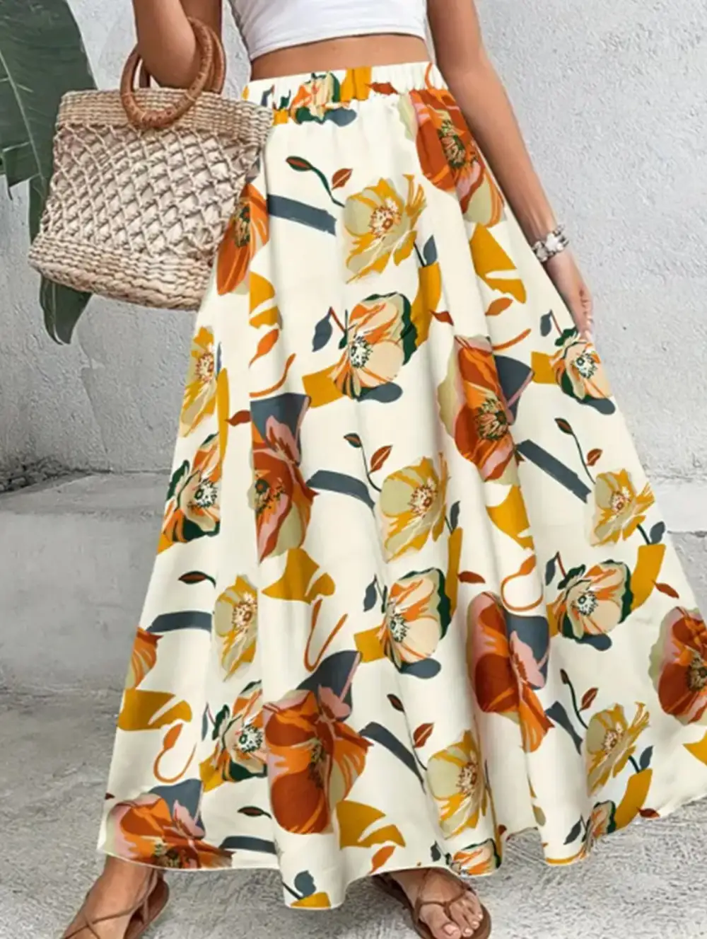 Elegant Printed Midi Skirt