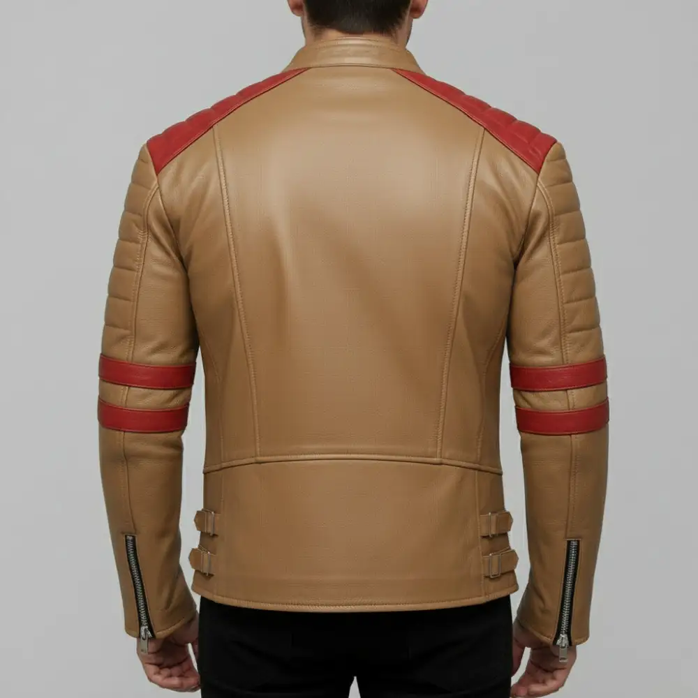 Vintage Inspired Leather Biker Motorcycle Jacket