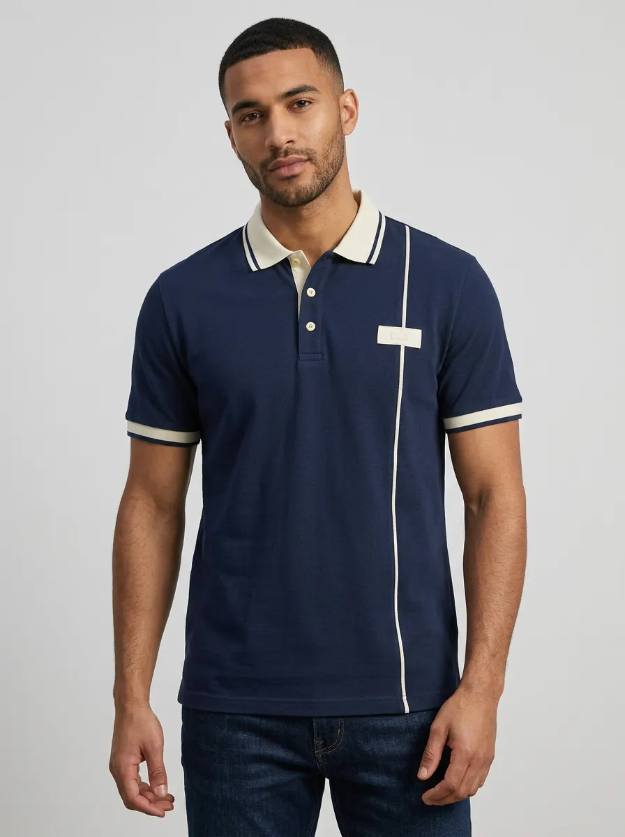 Men's Classic Smart Casual Vertical Stripe Printed Polo Shirt