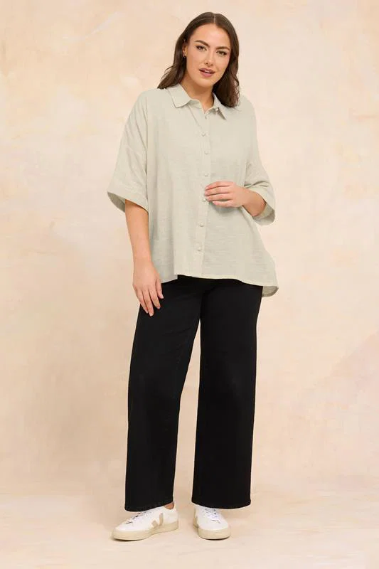 Natural Brown Short Sleeve Cotton Shirt detail 2