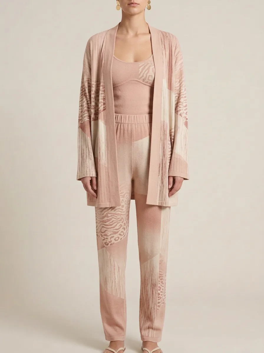 Animal Motif Cardigan Lounge Set