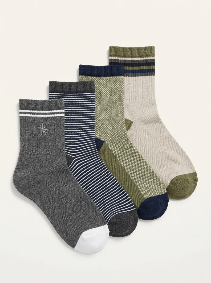 Everyday Geometric Striped Edit Men's Four Pair Socks