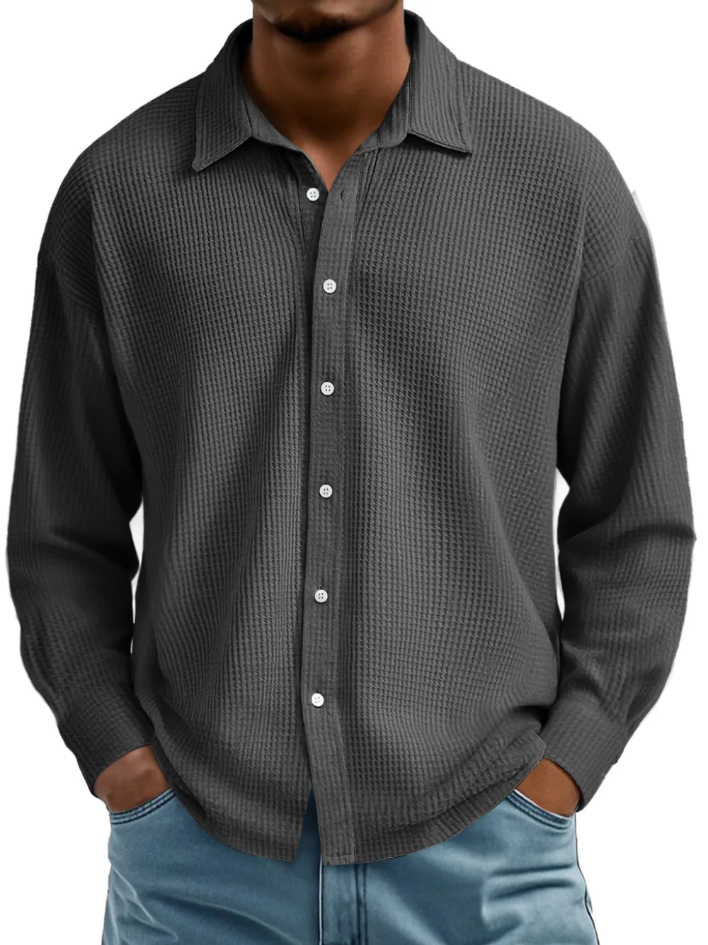 Textured Knit Camp Collar Shirt