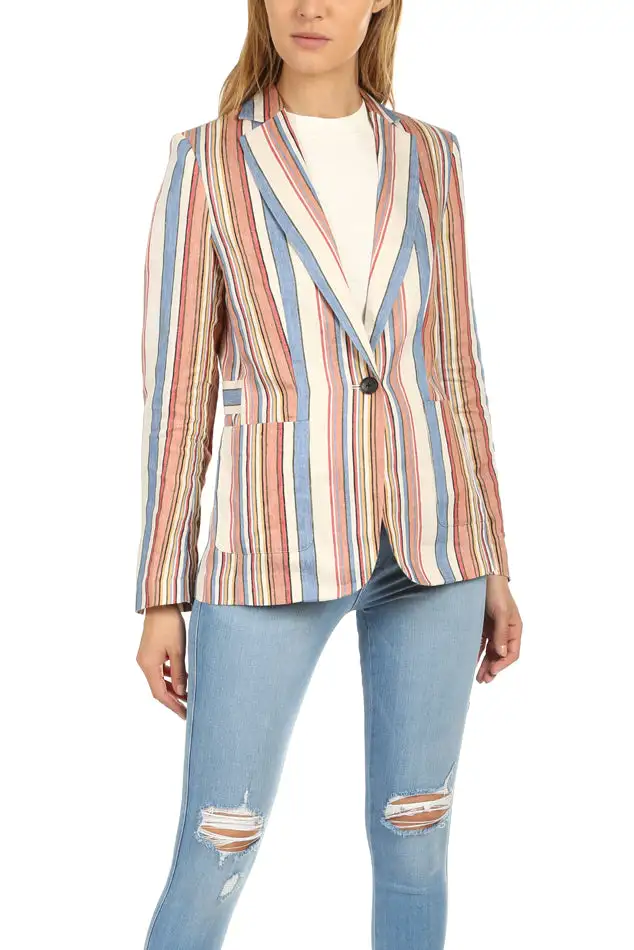 Striped Linen Cotton Blazer