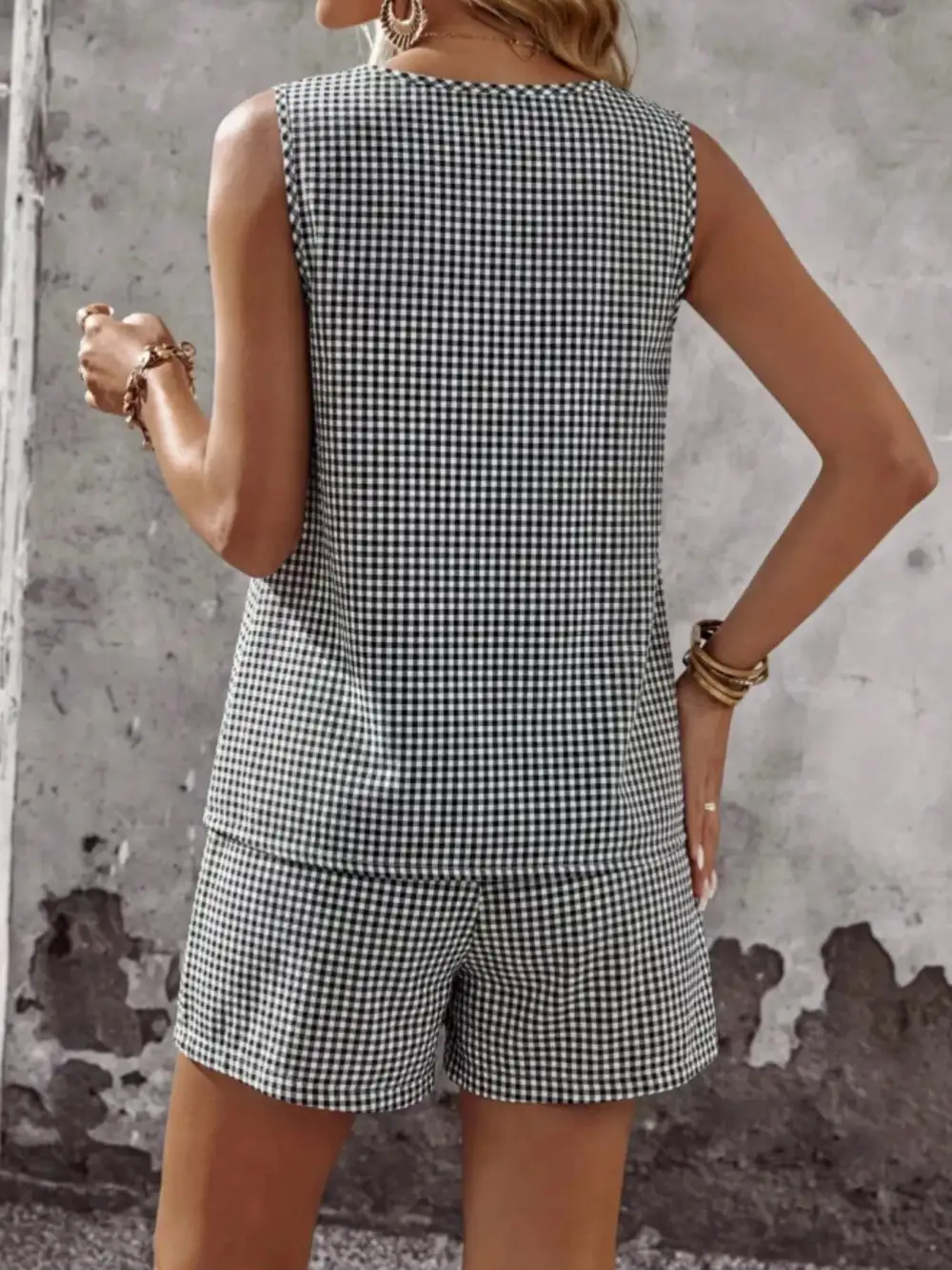 Gingham Sleeveless Top & Shorts Set