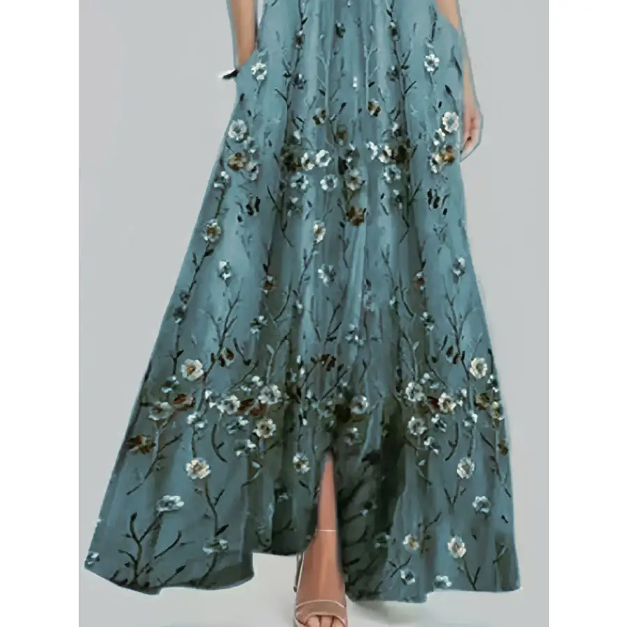 Floral Print Half Sleeve Maxi Dress