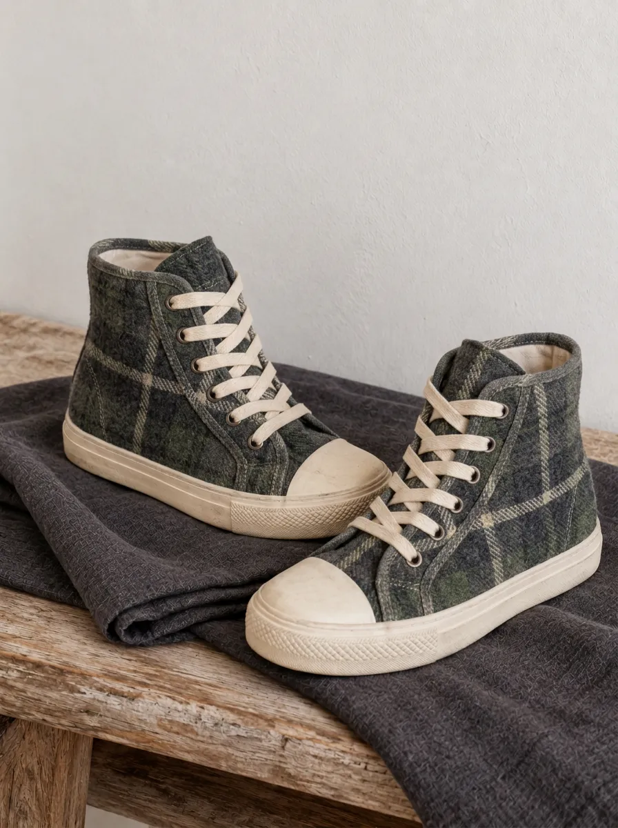 Men's Refined Plaid Tartan Pattern Patterned Canvas Shoes