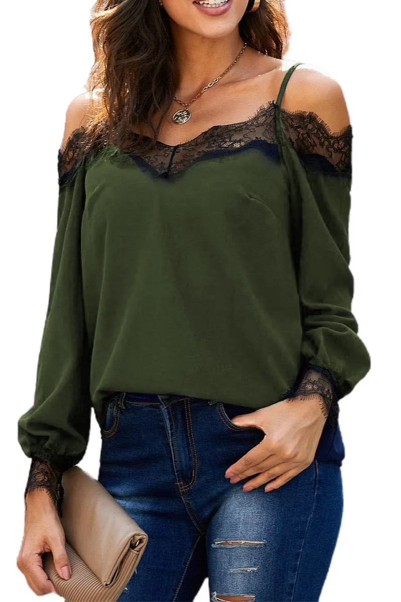 Lace Cold Shoulder Blouse