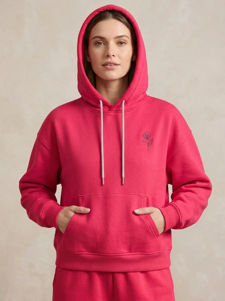 Women's Classic Floral Line Art Casual Hoodie