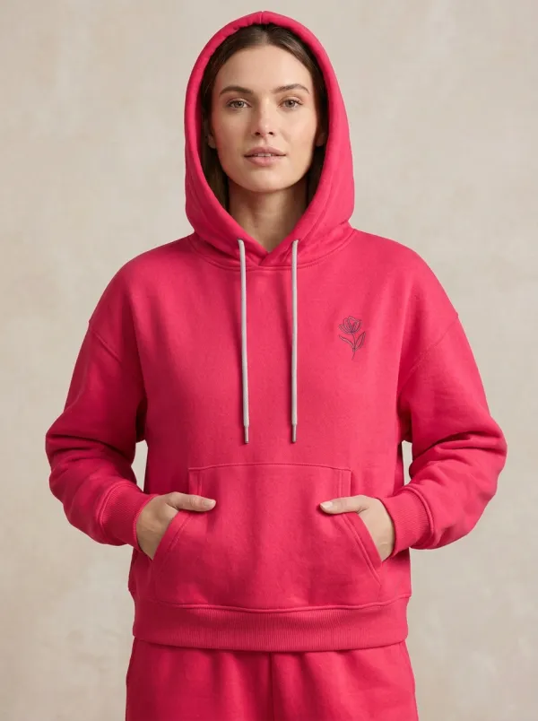 Women's Classic Floral Line Art Casual Hoodie