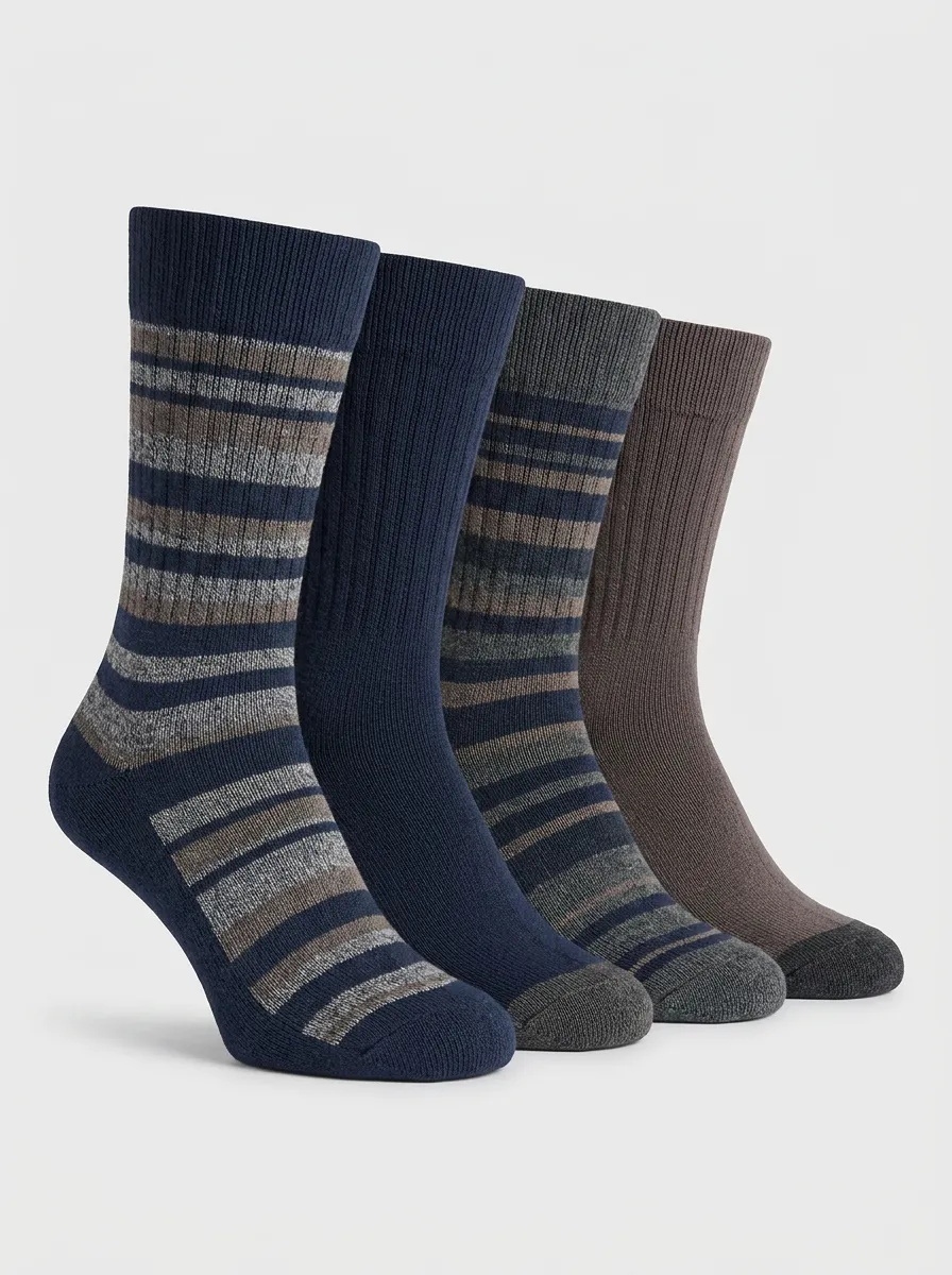 Vintage-Look Striped Men's Four-Pair Long Socks