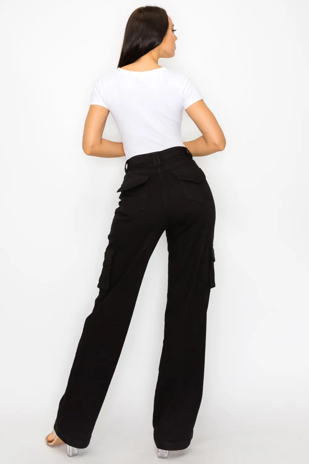 High-Rise Wide-Leg Cargo Jeans