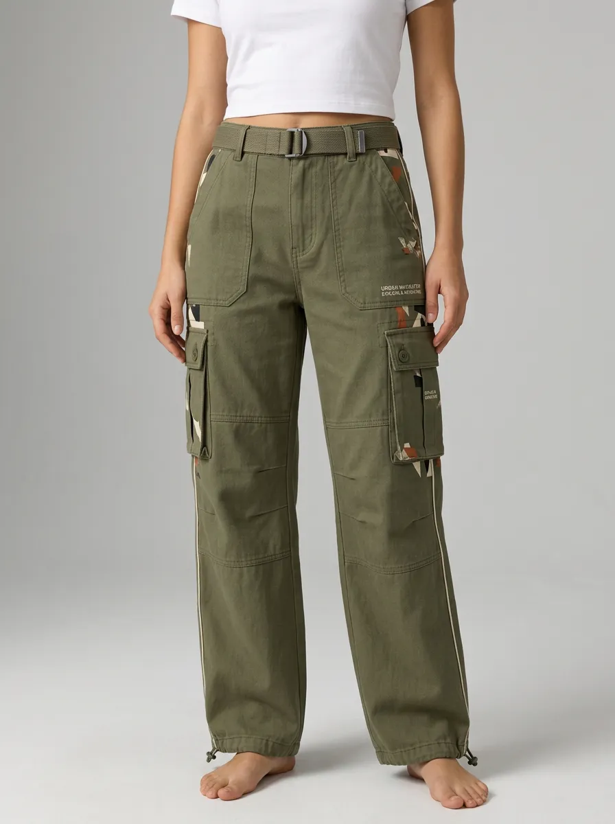 Women's Streetwear Camo Patchwork Printed Cargo Pants