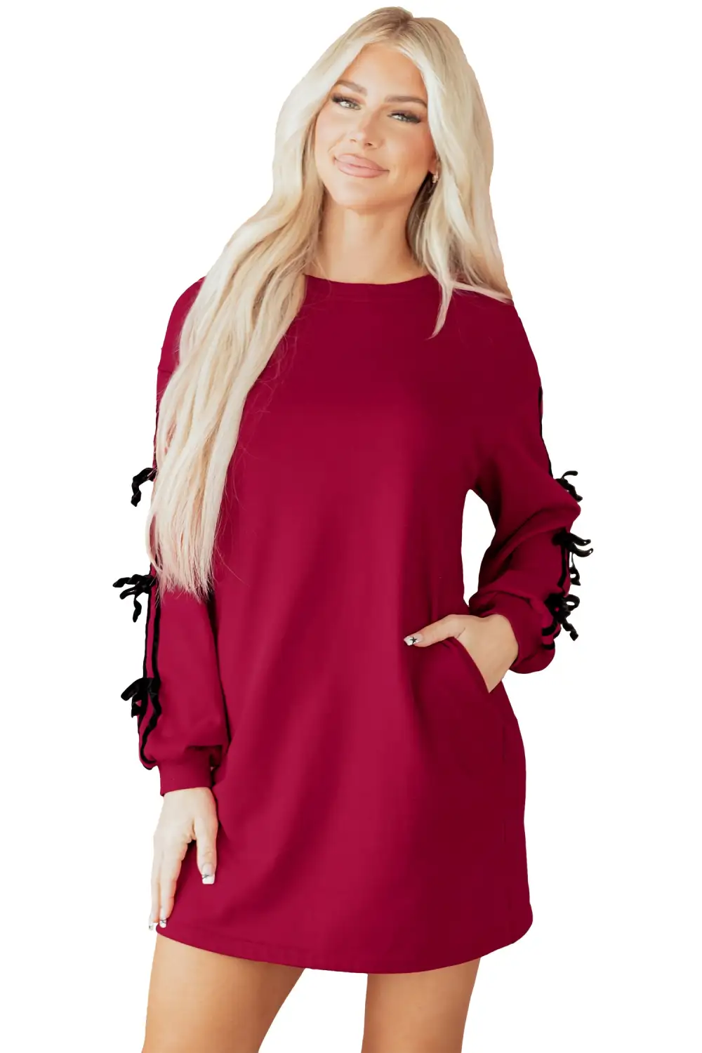 Lightweight Feel Striped Pocketed Drop Shoulder Shirt Dress