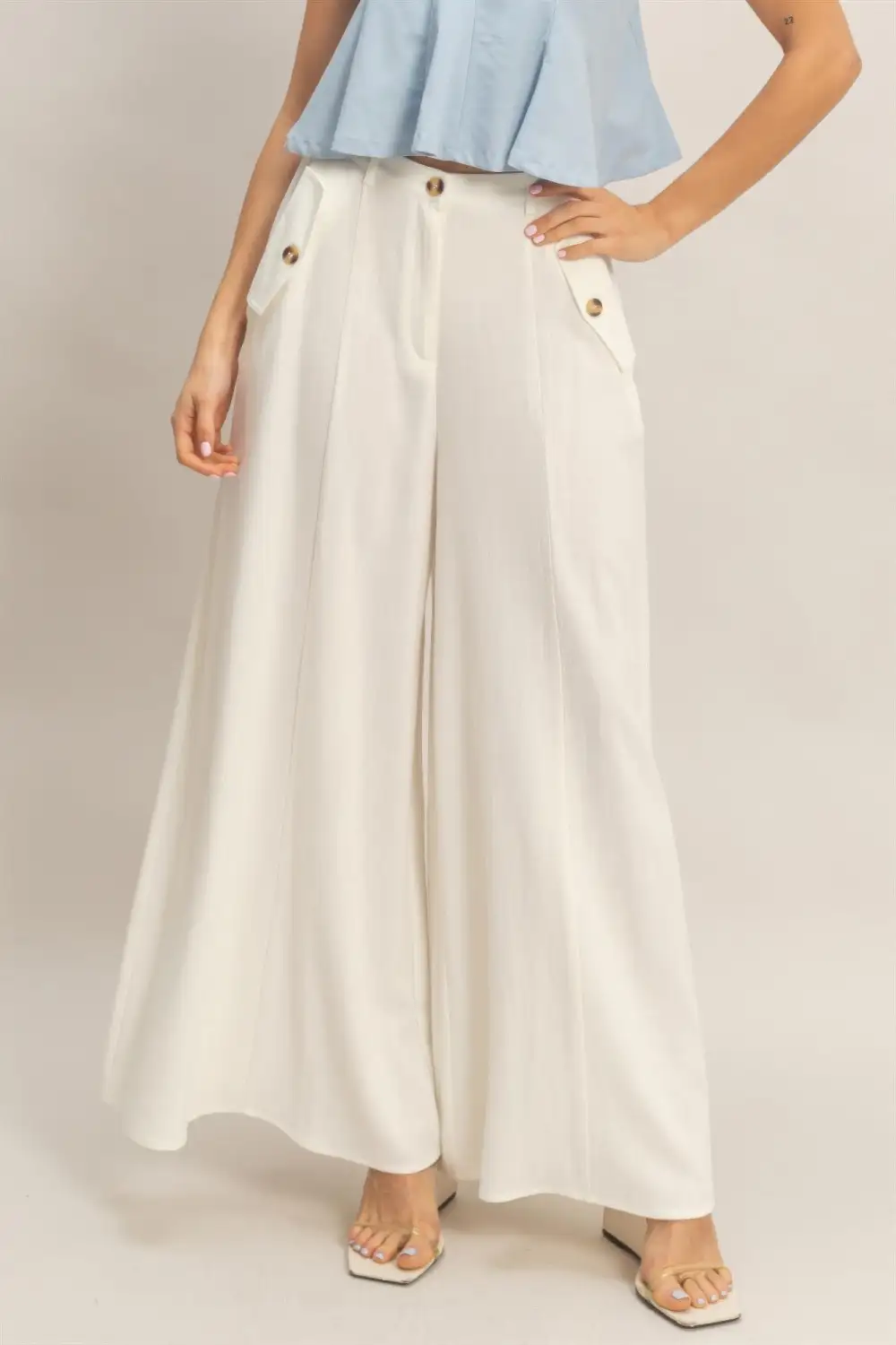 Wide Leg Flap Pocket Pants