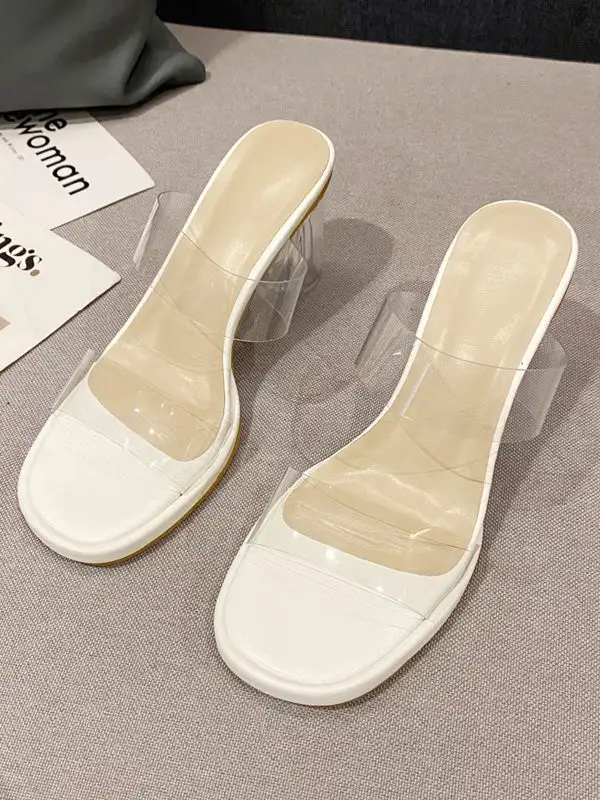 Open-Toe Transparent Platform Heeled Sandals