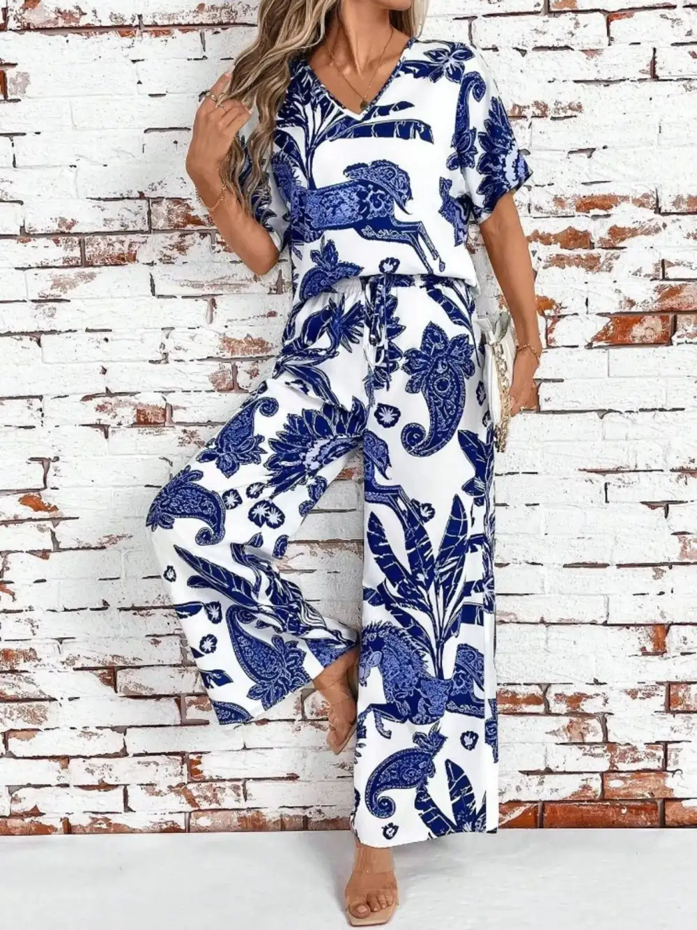 Modern Wide Leg Printed Jumpsuit
