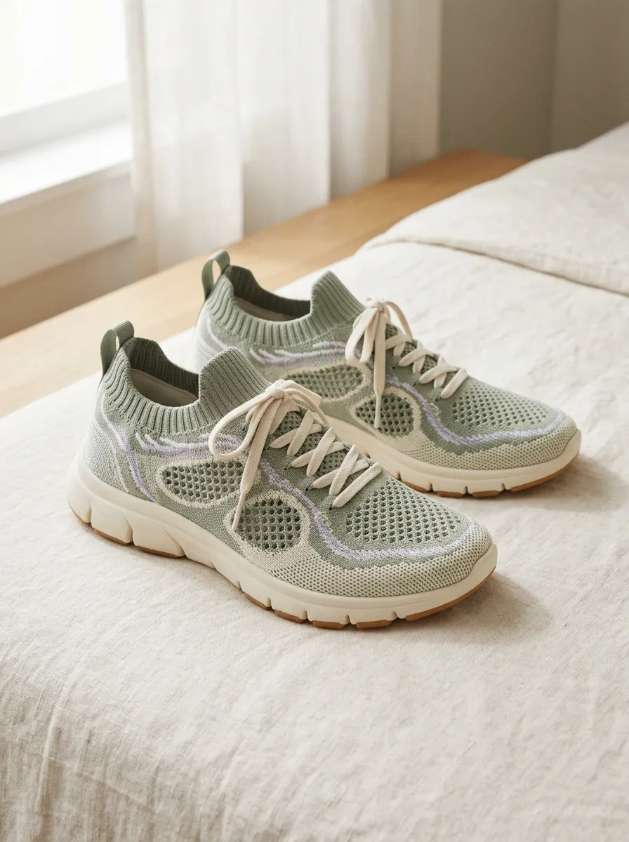 Women's Stride Wavy Pattern Knitted Running Shoes Sneakers
