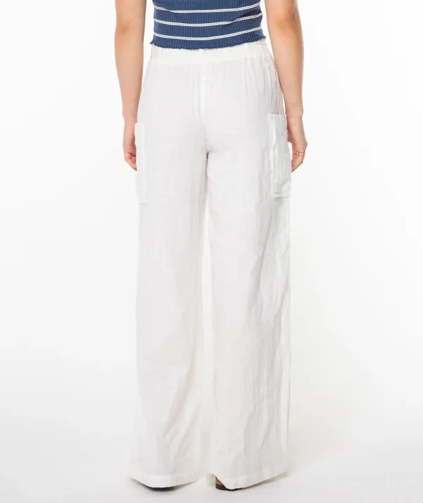 White Pure Cotton Ladies Wide-Leg Pants