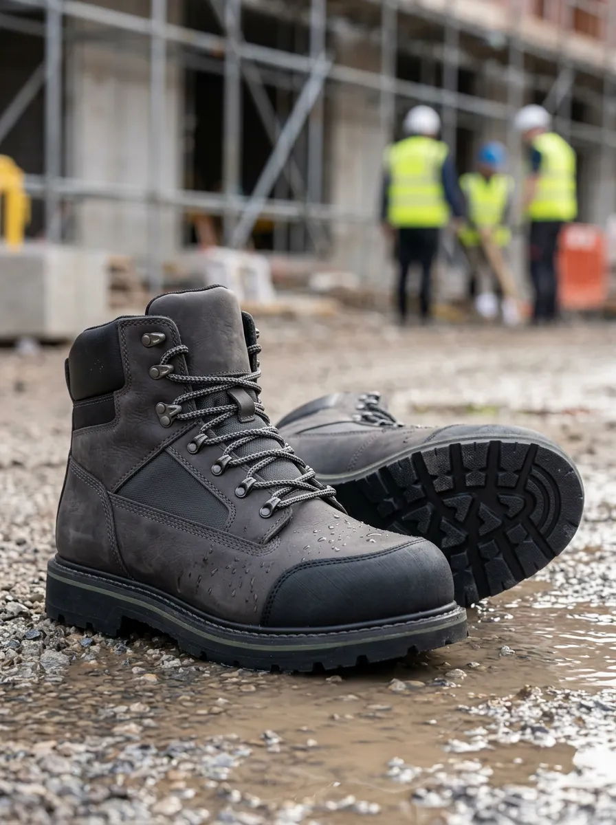 Men's Durable Look Waterproof Construction Graphic Detail Work Boots