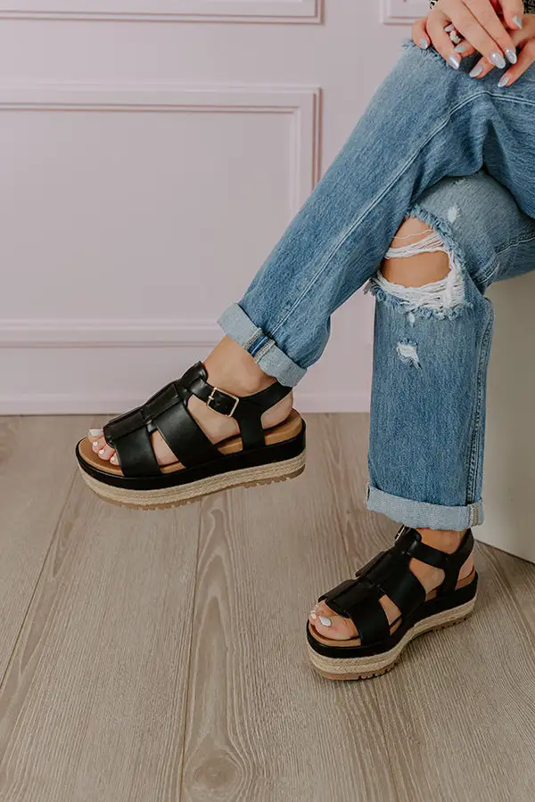 Modern Faux Leather Espadrille Shoes