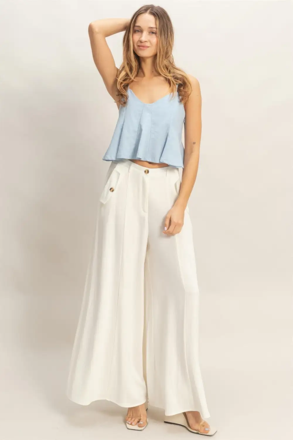 Wide Leg Flap Pocket Pants