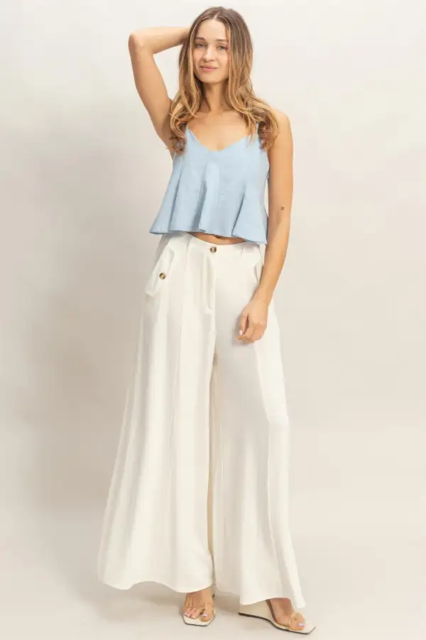 Wide Leg Flap Pocket Pants