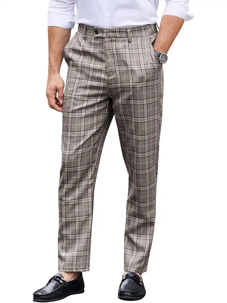 Casual Plaid Suit Pants