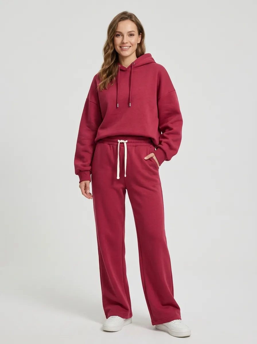 Women's Fleece Printed Sweatpants Set