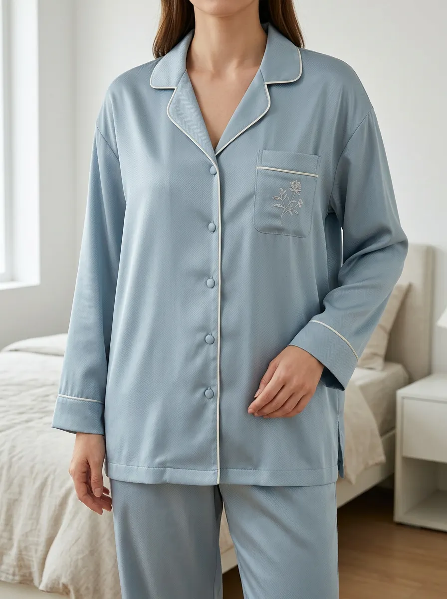 Soft Look Floral Button Front Sleepwear Top