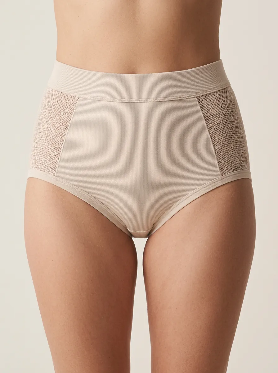 Women's Mesh-Side-Panel Ribbed Panties
