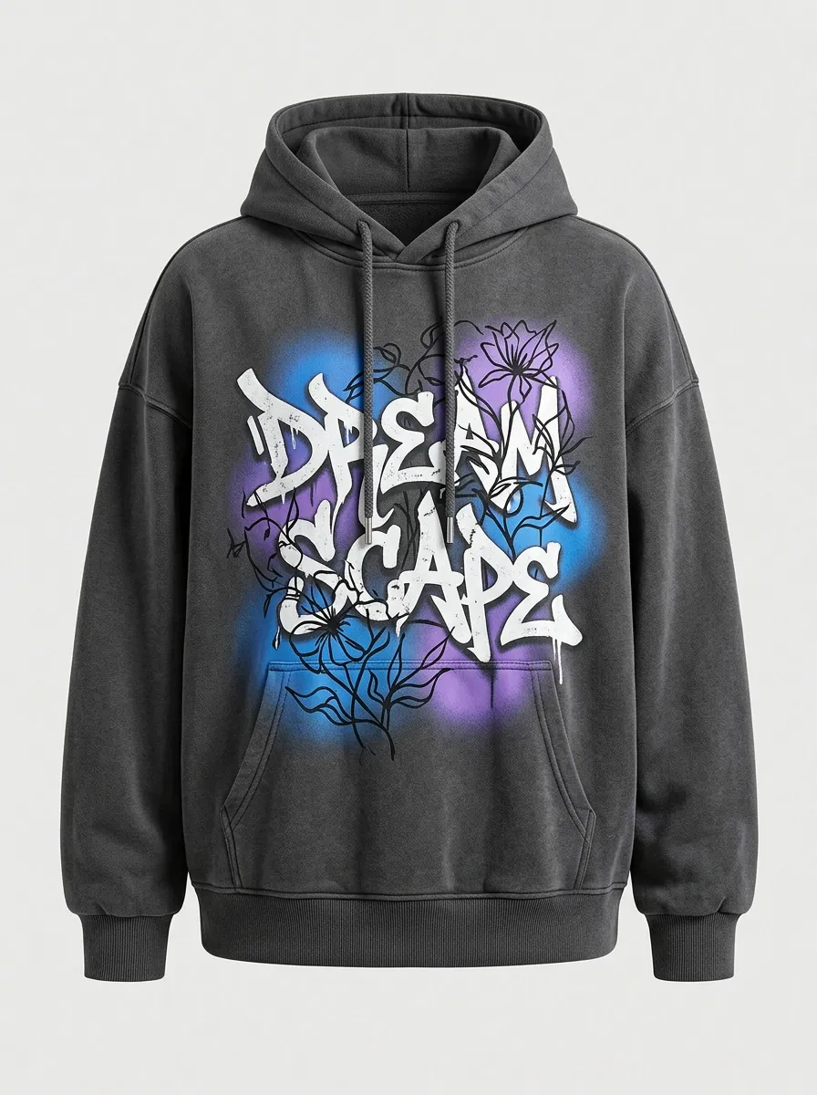 Unisex Dreamscape Graffiti Floral Hoodie