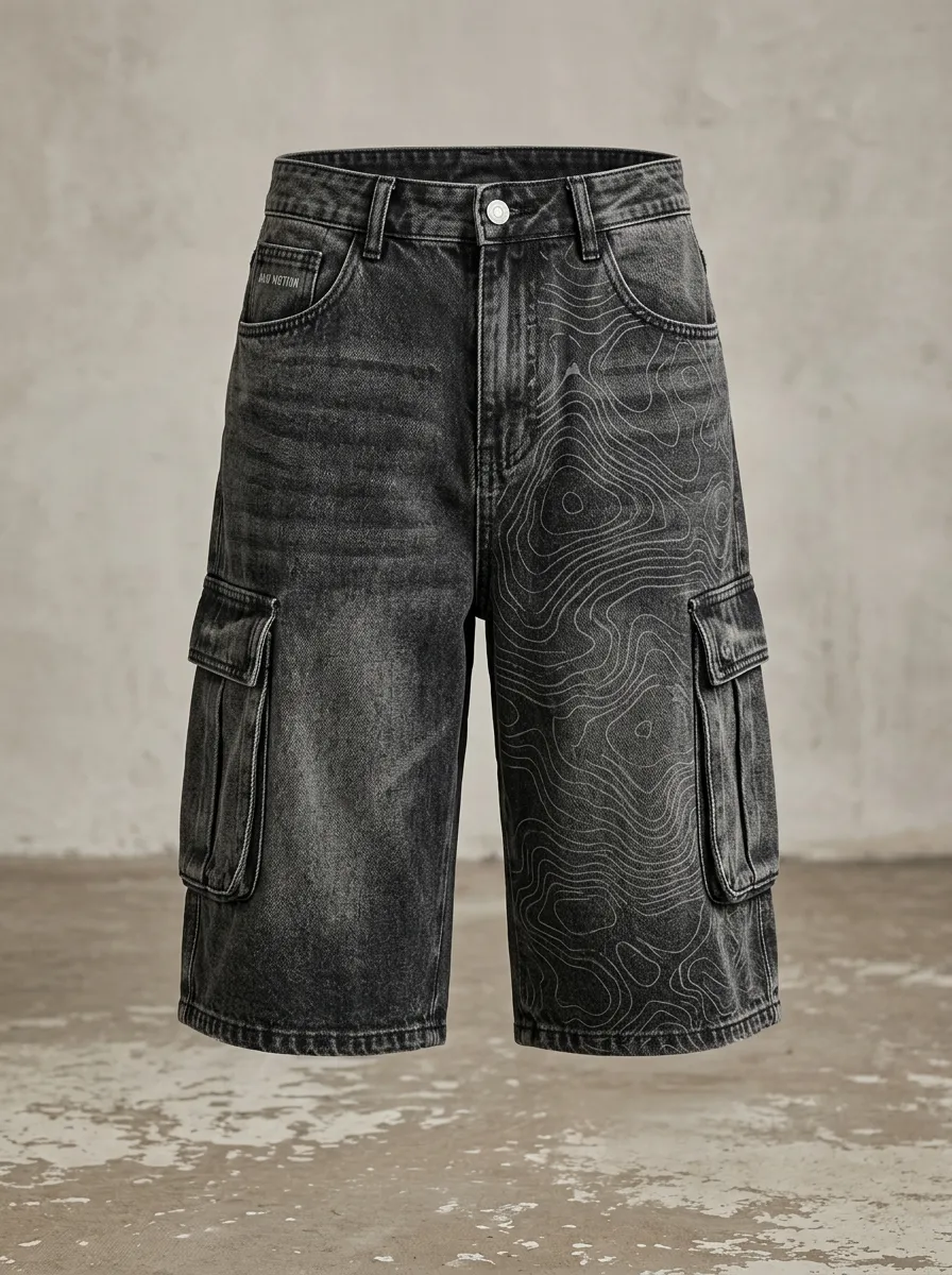 Outdoor Cargo Topographic Graphic Men's Cargo Shorts