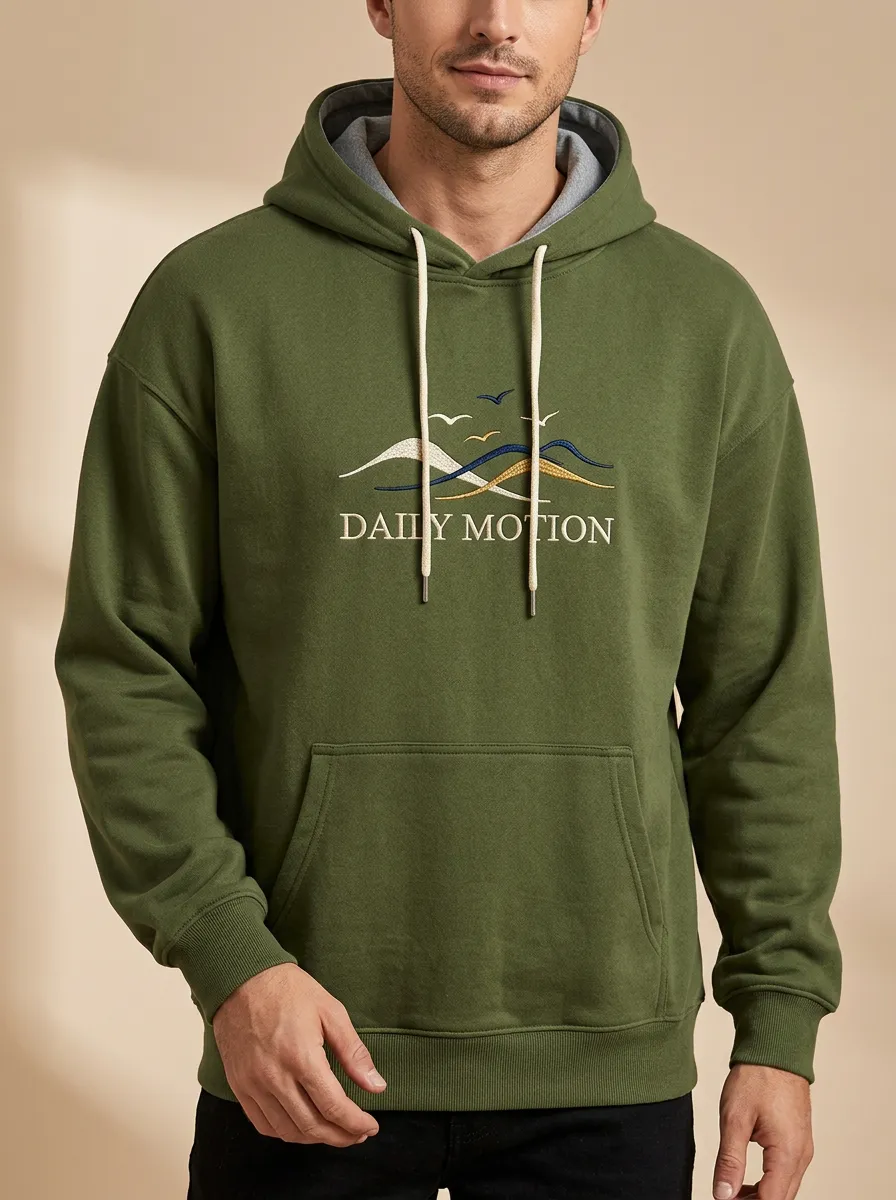 Men's Motion Mountain Landscape Print Hoodie
