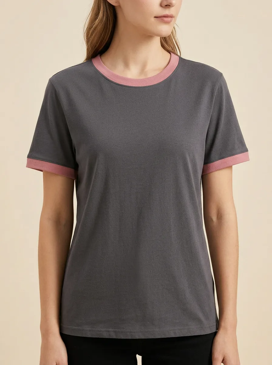 Women's Minimalist Crewneck Ringer T-Shirt