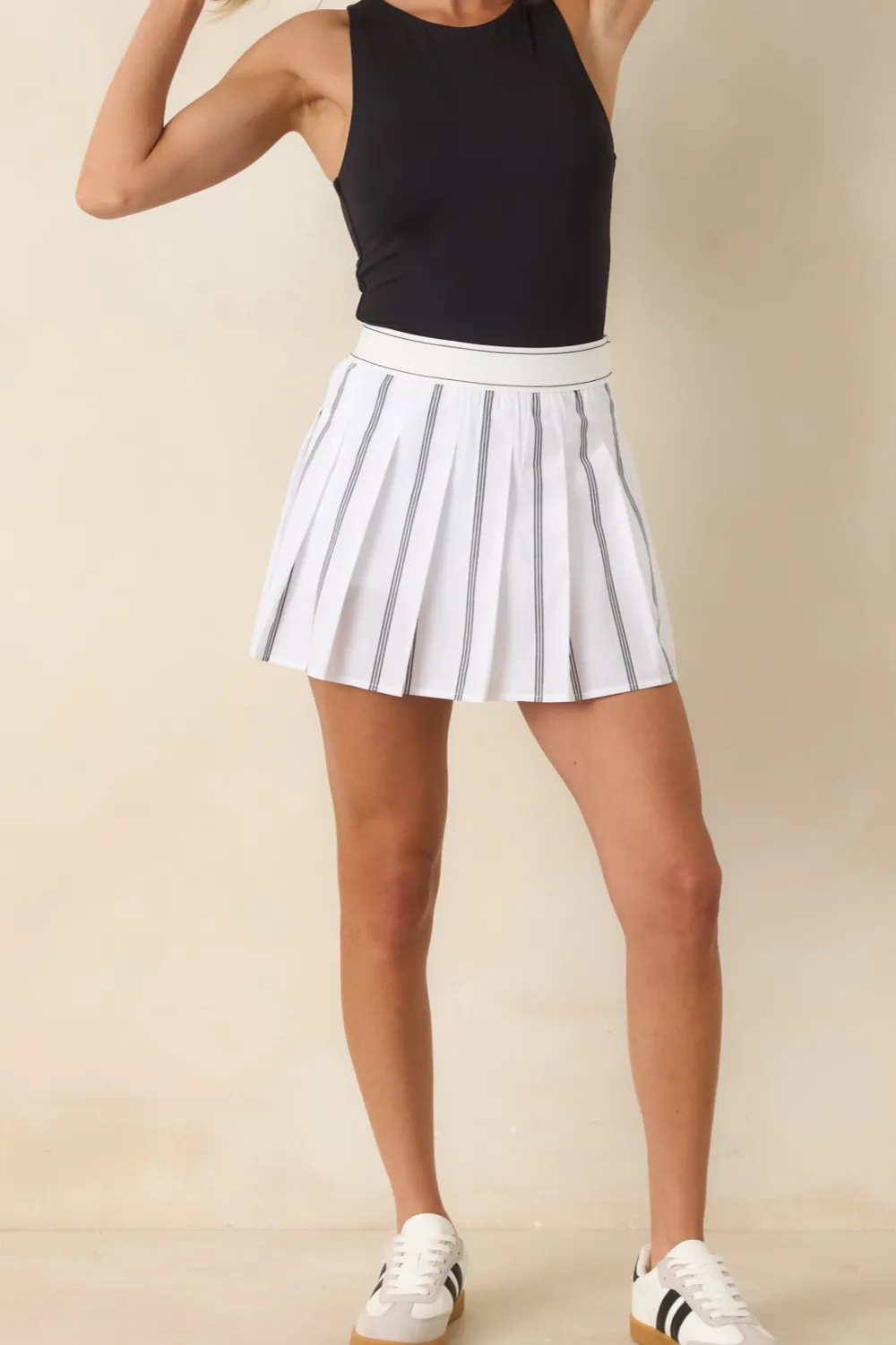 Cotton Pleated Mini Skirt