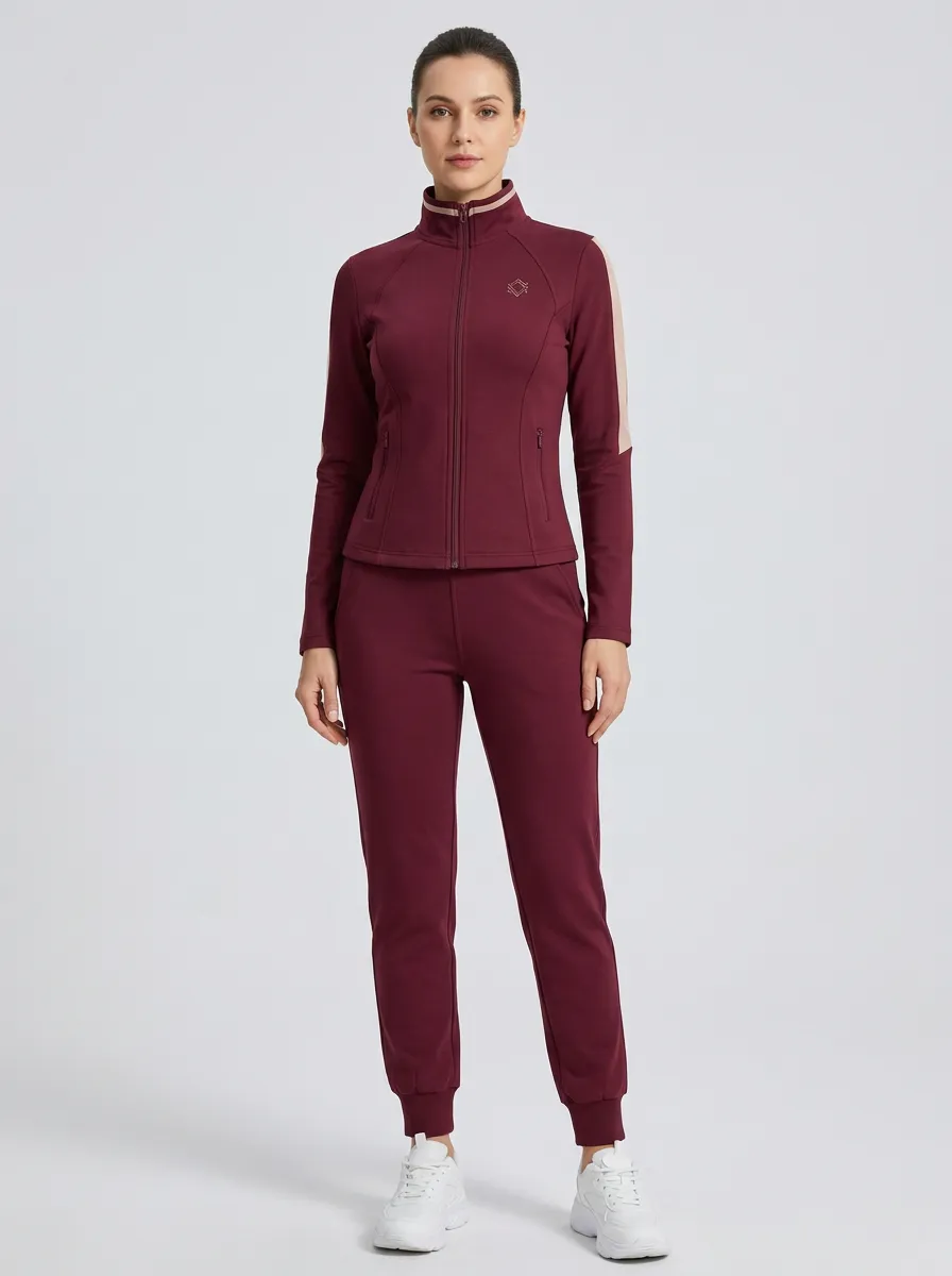 Women's Colorblock Zip-Up Jacket & Joggers Set
