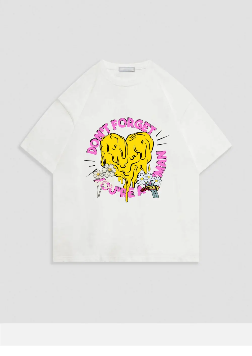 Cute Heart-shaped Font Combined With Printed T-shirt